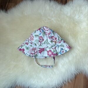 Janie and Jack White Floral Ruffle Beach Sun Hat • Size 3/6M